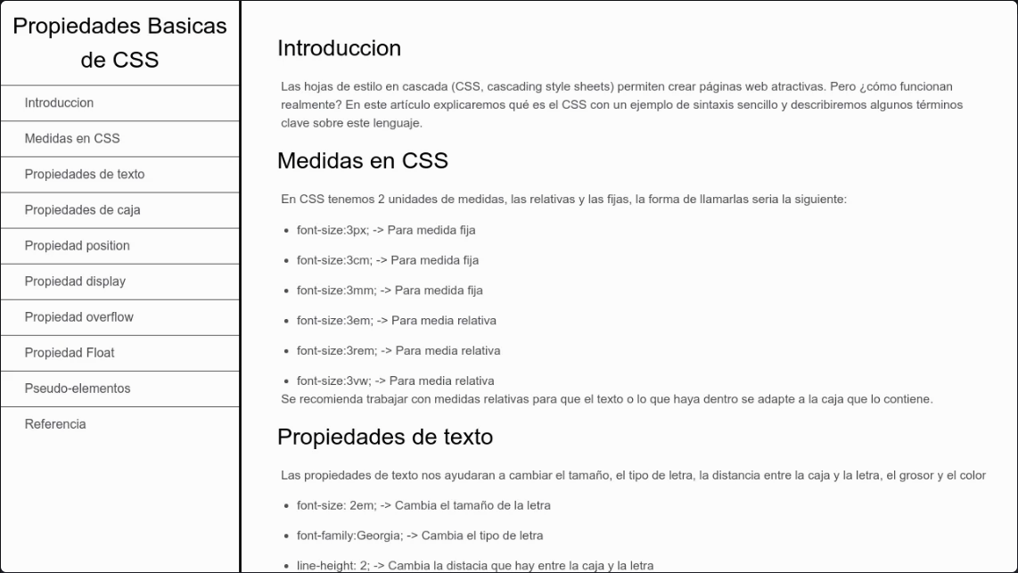 Proyecto sobre documentacion CSS