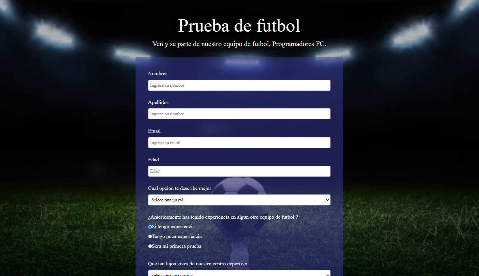 Proyecto formulario de futbol