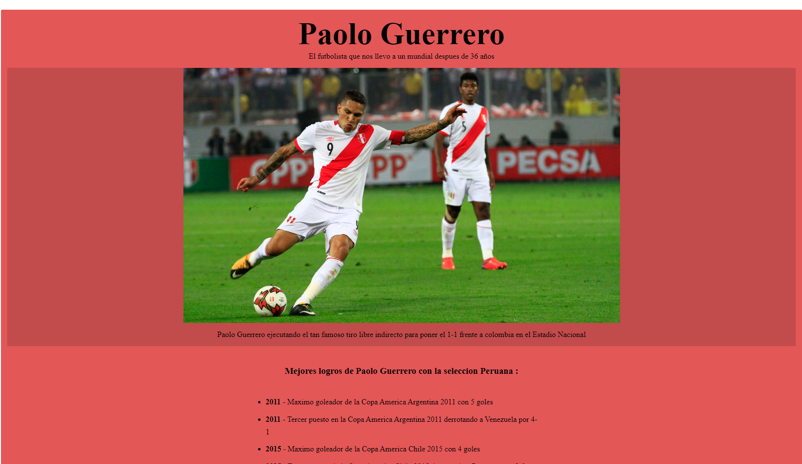 Proyecto de tributo a Paolo Guerrero